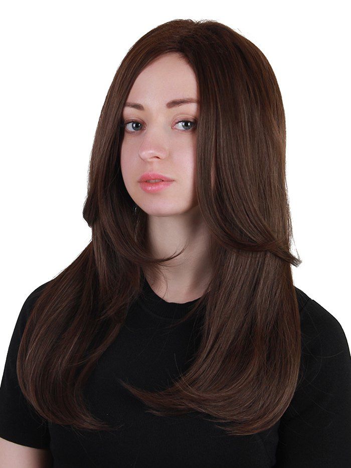 43 Off Middle Part Long Layered Straight Synthetic Wig Rosegal