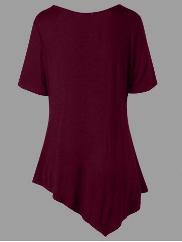 

Plus Size Two Tone Tunic T-shirt, Red wine