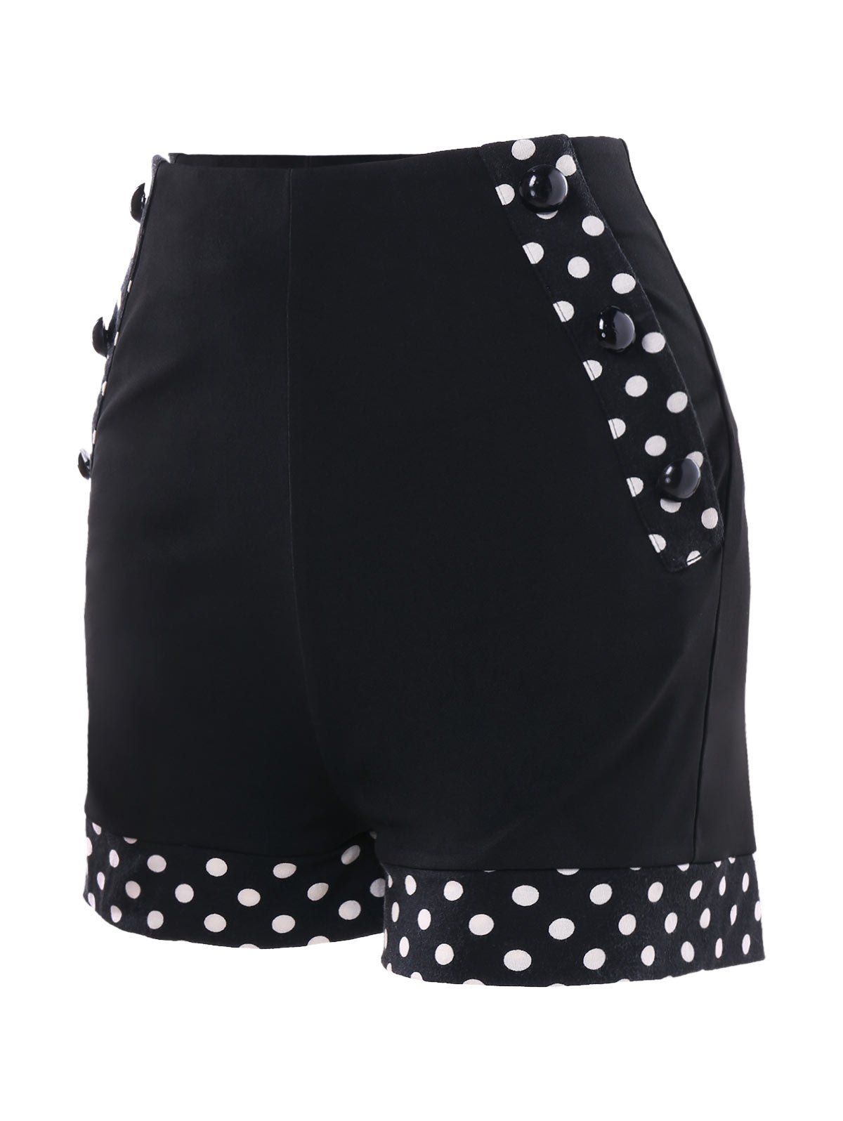 

Polka Dot High Waisted Shorts, Black