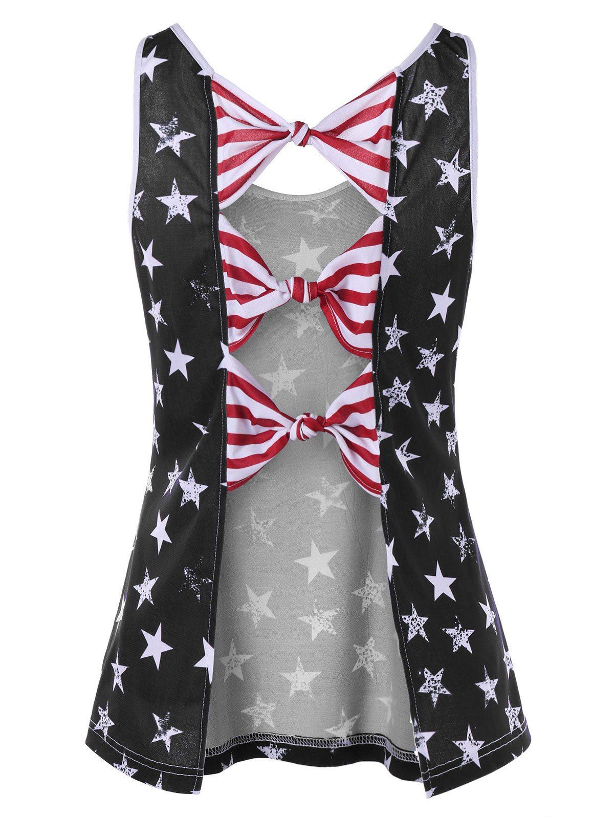 

American Flag Bowknot Back Tank Top, Black
