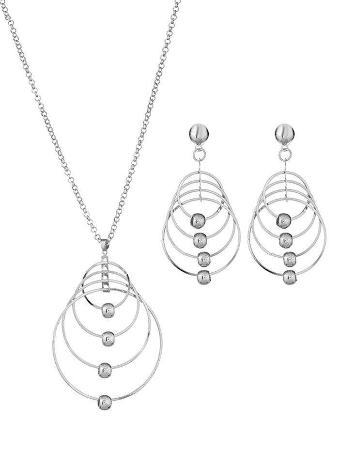 

Multilayers Rings Party Wedding Pendant Necklace, Silver