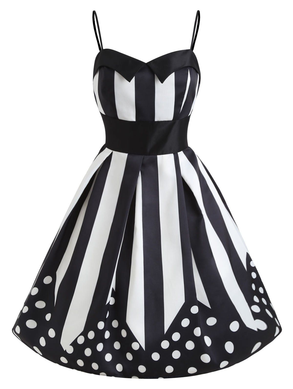 

Stripe Polka Dot Vintage Slip Dress, Black