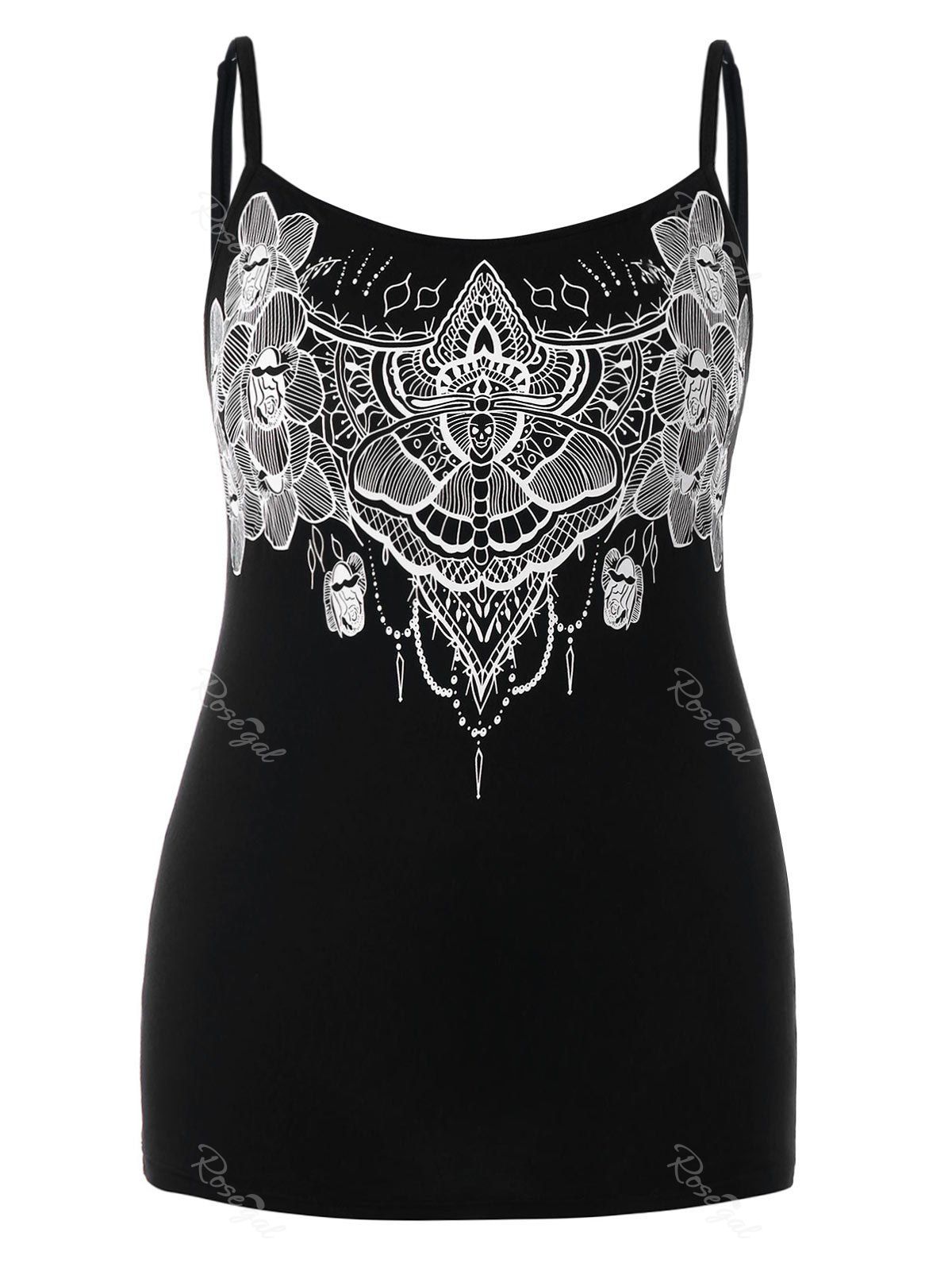 

Plus Size Graphic Slip Tank Top, Black