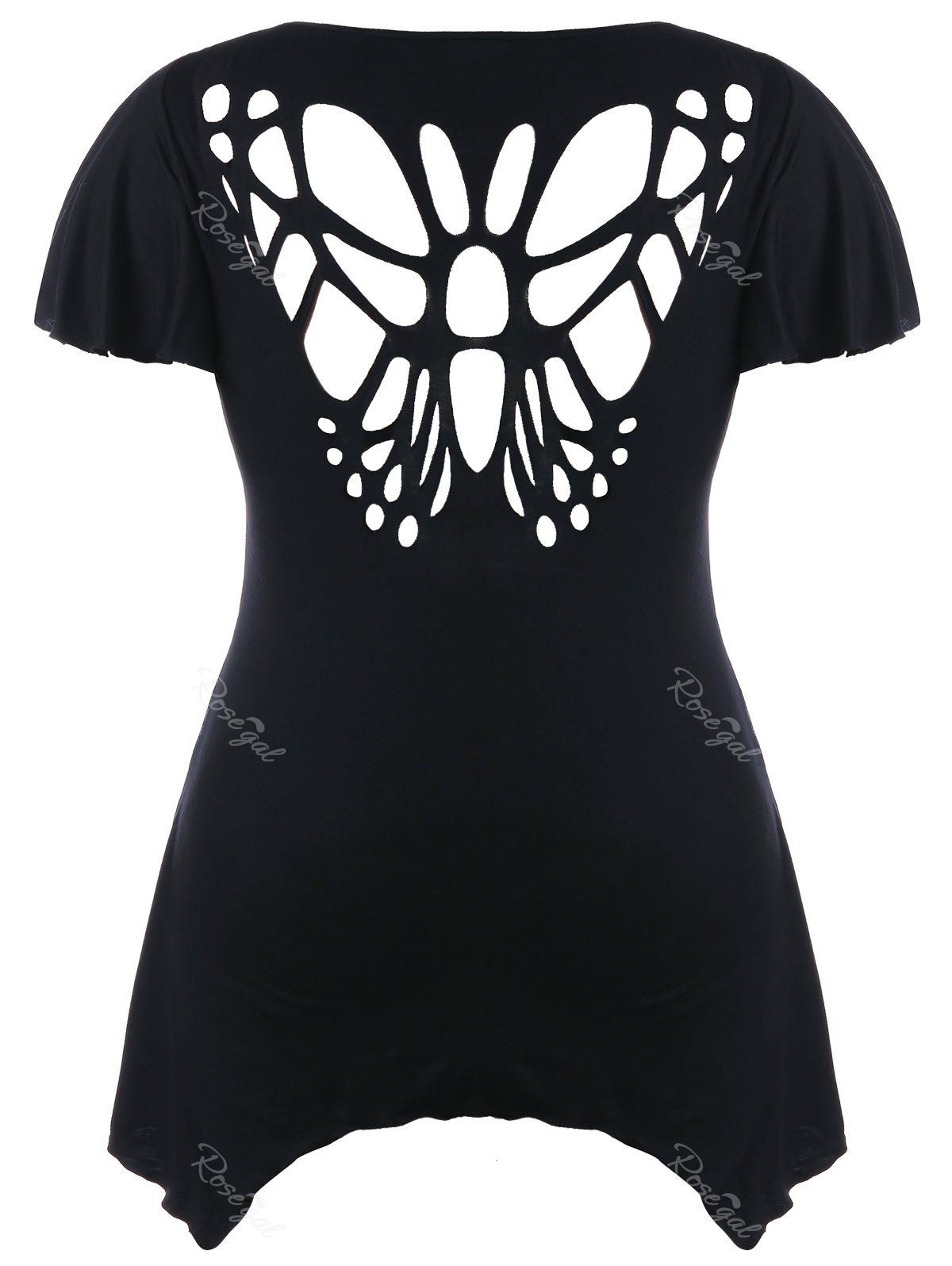 

Plus Size Cut Out Butterfly T-shirt, Black