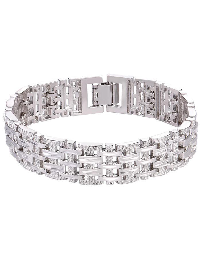 

Tiny Rhinestone Chunky Hand Bracelet, Silver