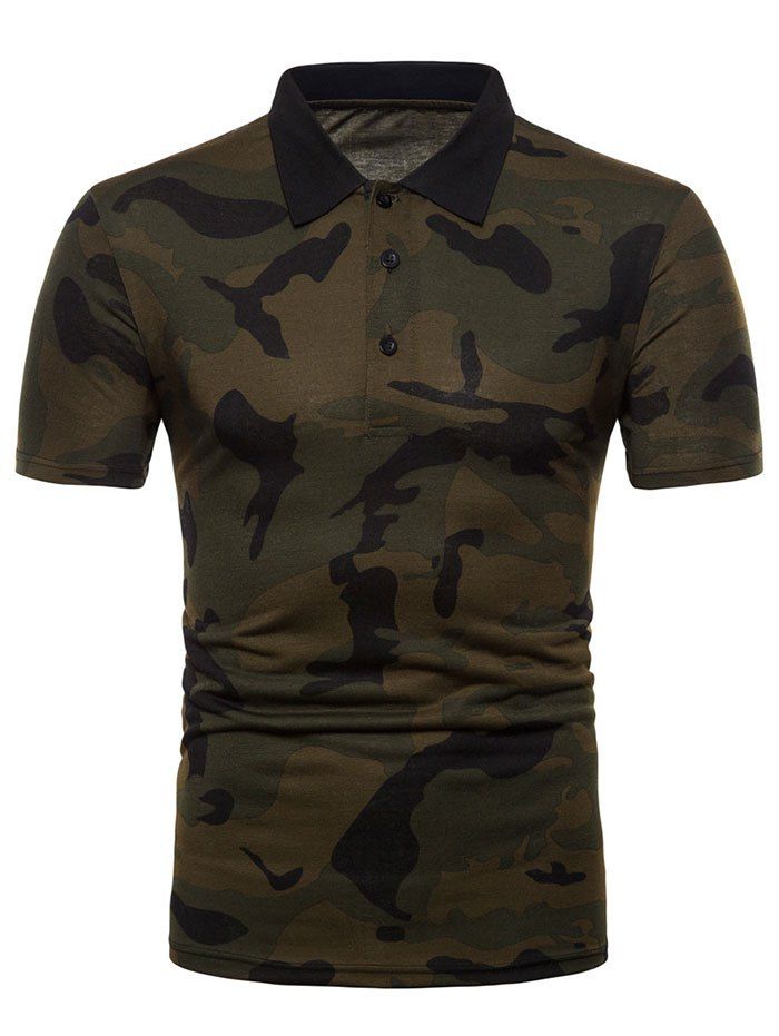 

Short Sleeve Camo Pattern Polo Shirt, Digital desert camouflage