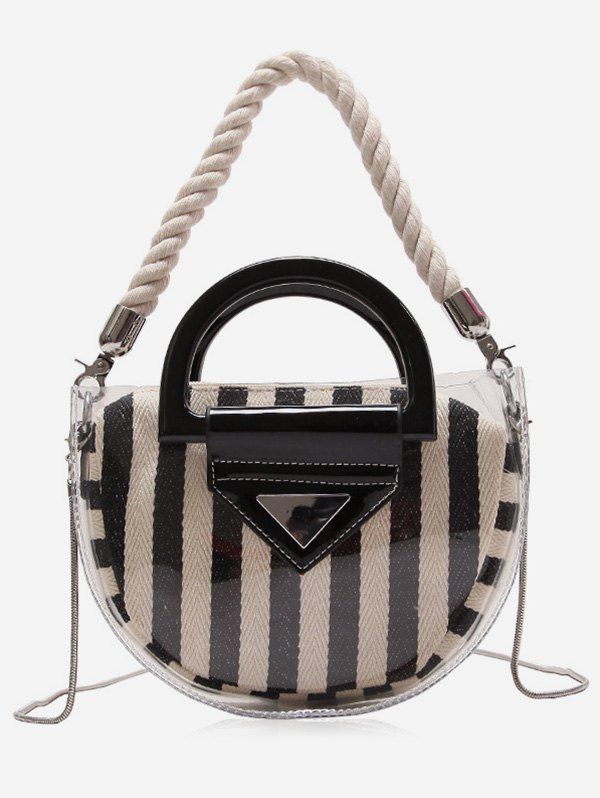 

2 Pieces Transparent Contrasting Color Handbag Set, Black