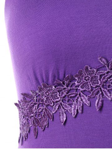 

Plus Size Lace Appliqued Halter Neck Tank Top, Violet