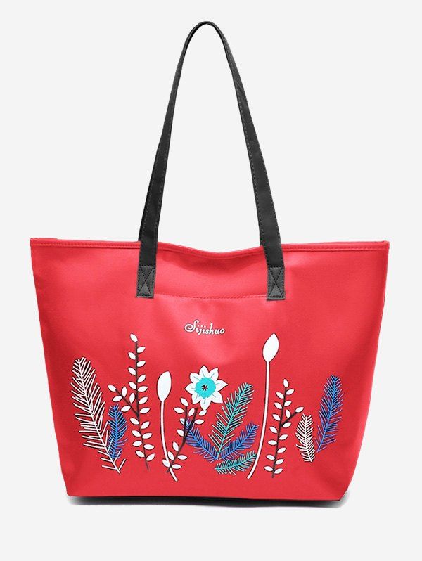

Leisure Vacation Floral Contrasting Color Shoulder Bag, Red