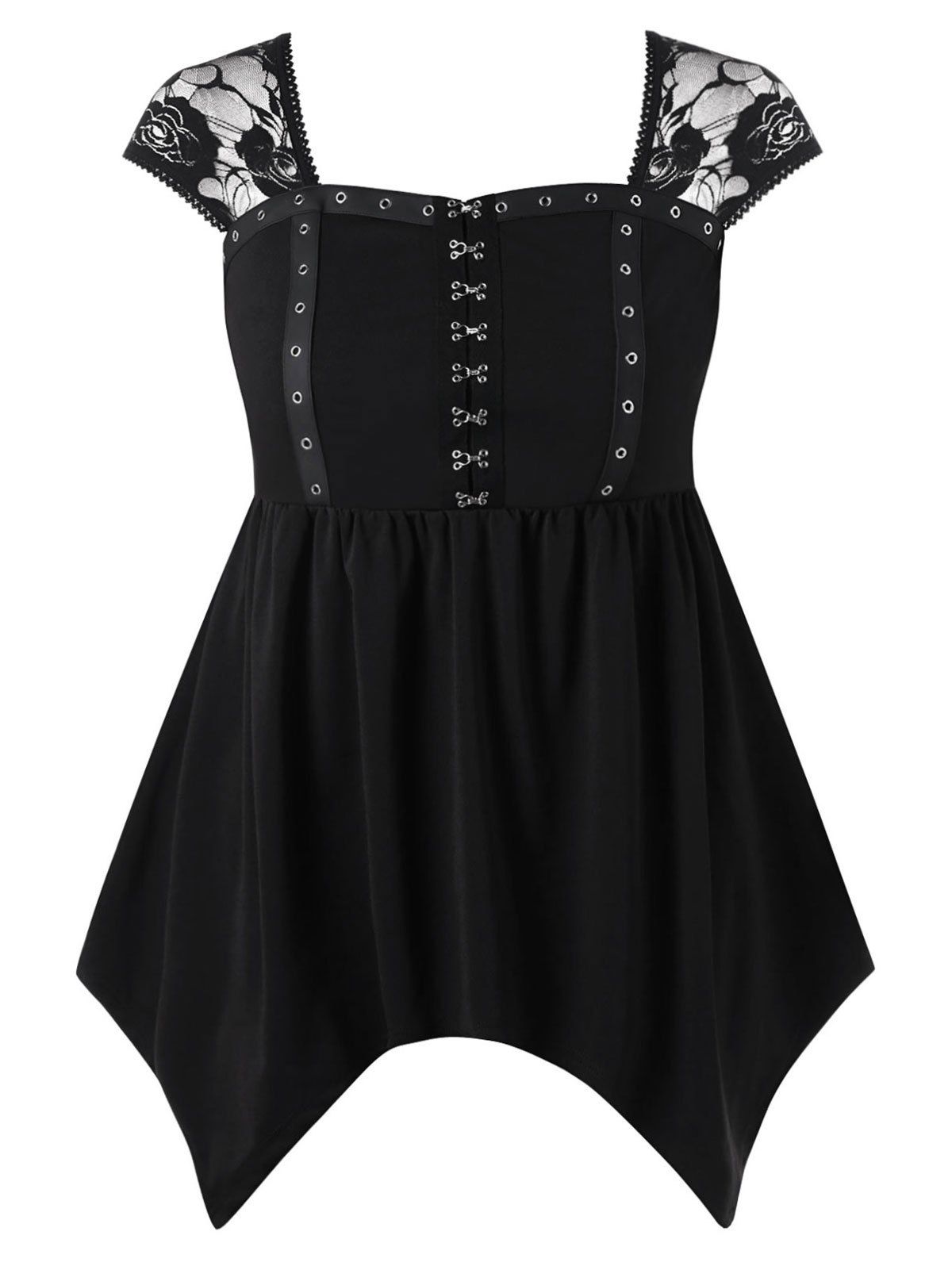 

Plus Size Square Neck Gothic T-shirt, Black
