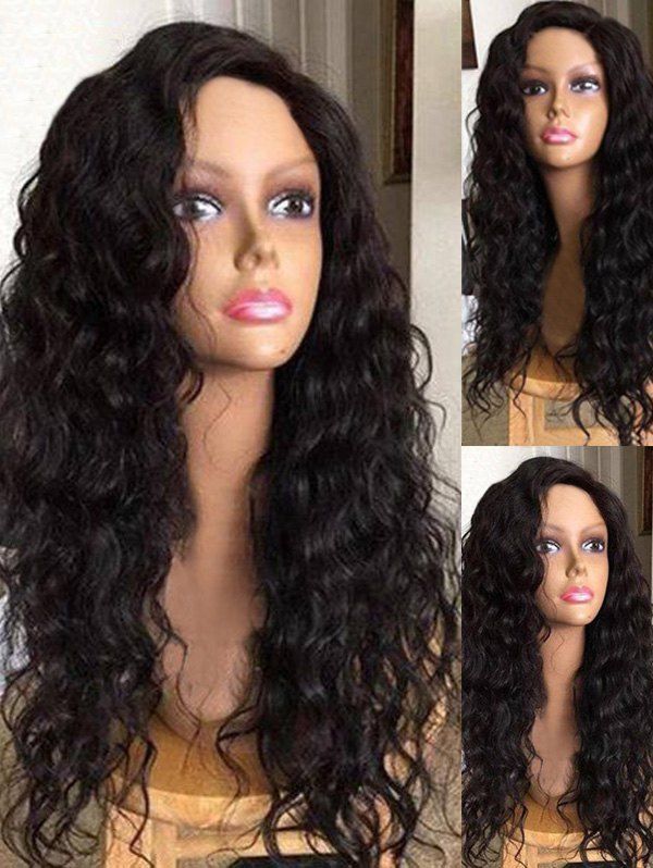 

Side Parting Long Water Wave Synthetic Wig, Natural black