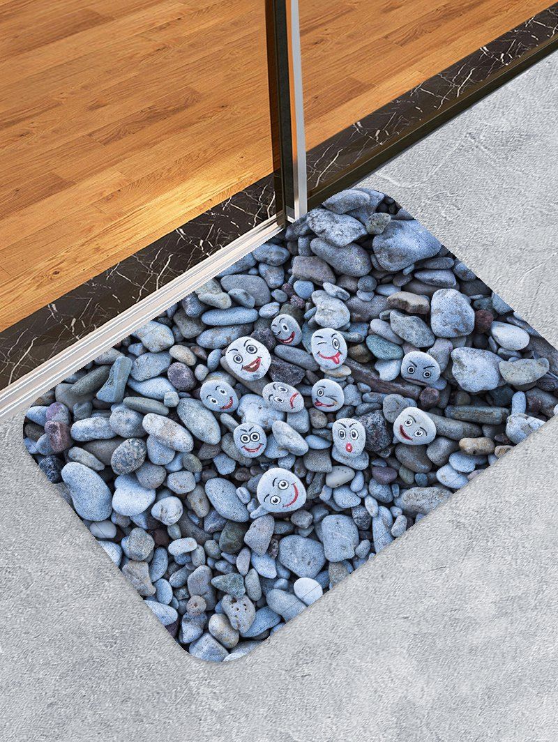 

Smile Faces Cobblestones Print Antiskid Floor Rug, Gray dolphin