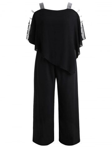 

Ladder Cut Out Plus Size Asymmetrical Jumpsuit, Black