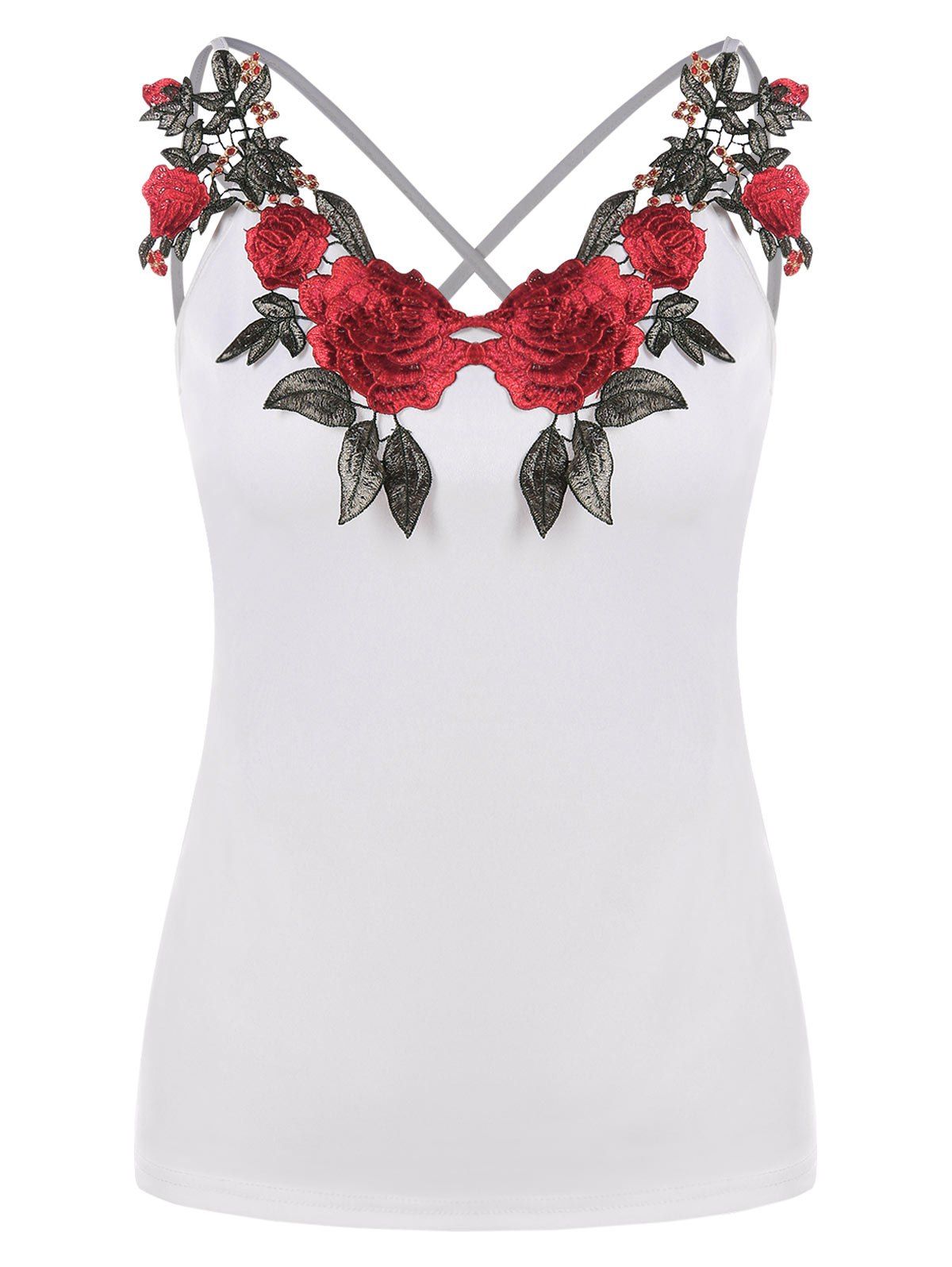 

Applique Criss-cross Strappy Camisole, White