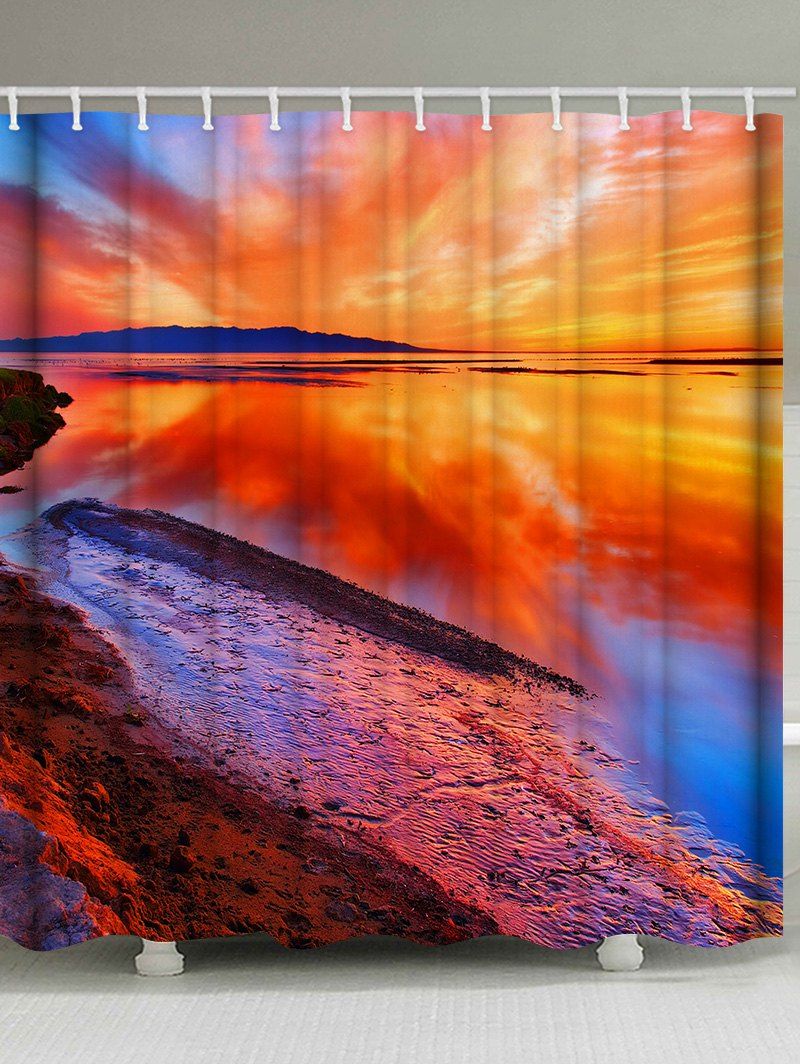 

Sunset Waterside Print Waterproof Bathroom Shower Curtain, Multi