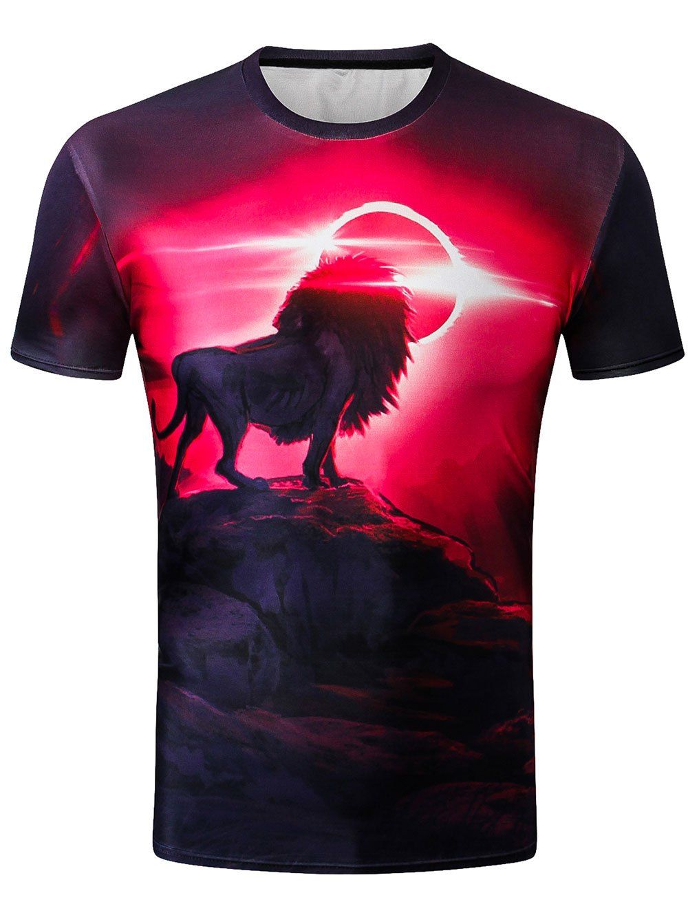 

3D Lion Print Short Sleeve Tee, Multi