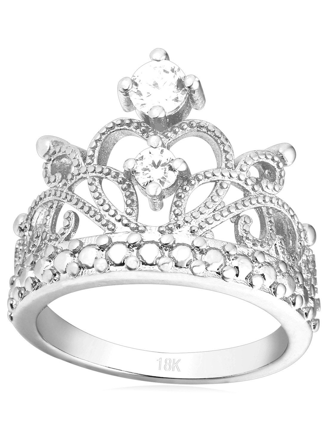 

Vintage Rhinestone Inlaid Crown Decorative Ring, Silver
