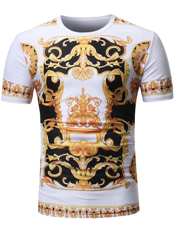 

Crew Neck Baroque Angel Print T-shirt, Multi