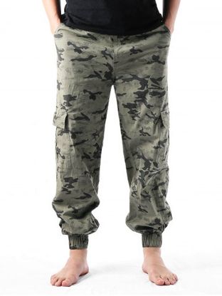 Camouflage Print Multi-pockets Narrow Feet Cargo Pants