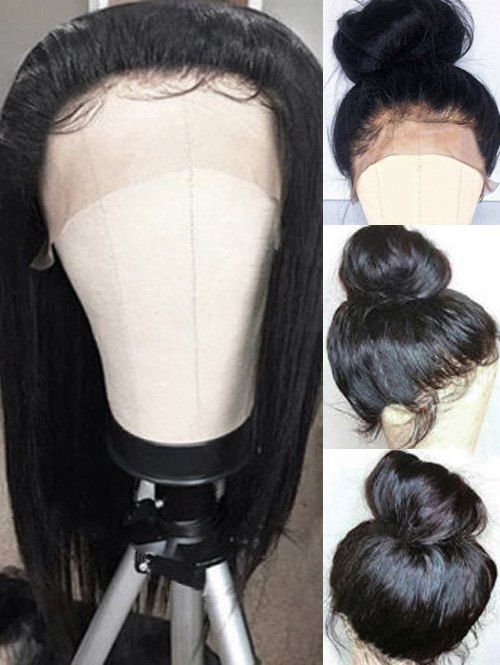 

Long Side Bang Straight Lace Front Synthetic Wig, Black