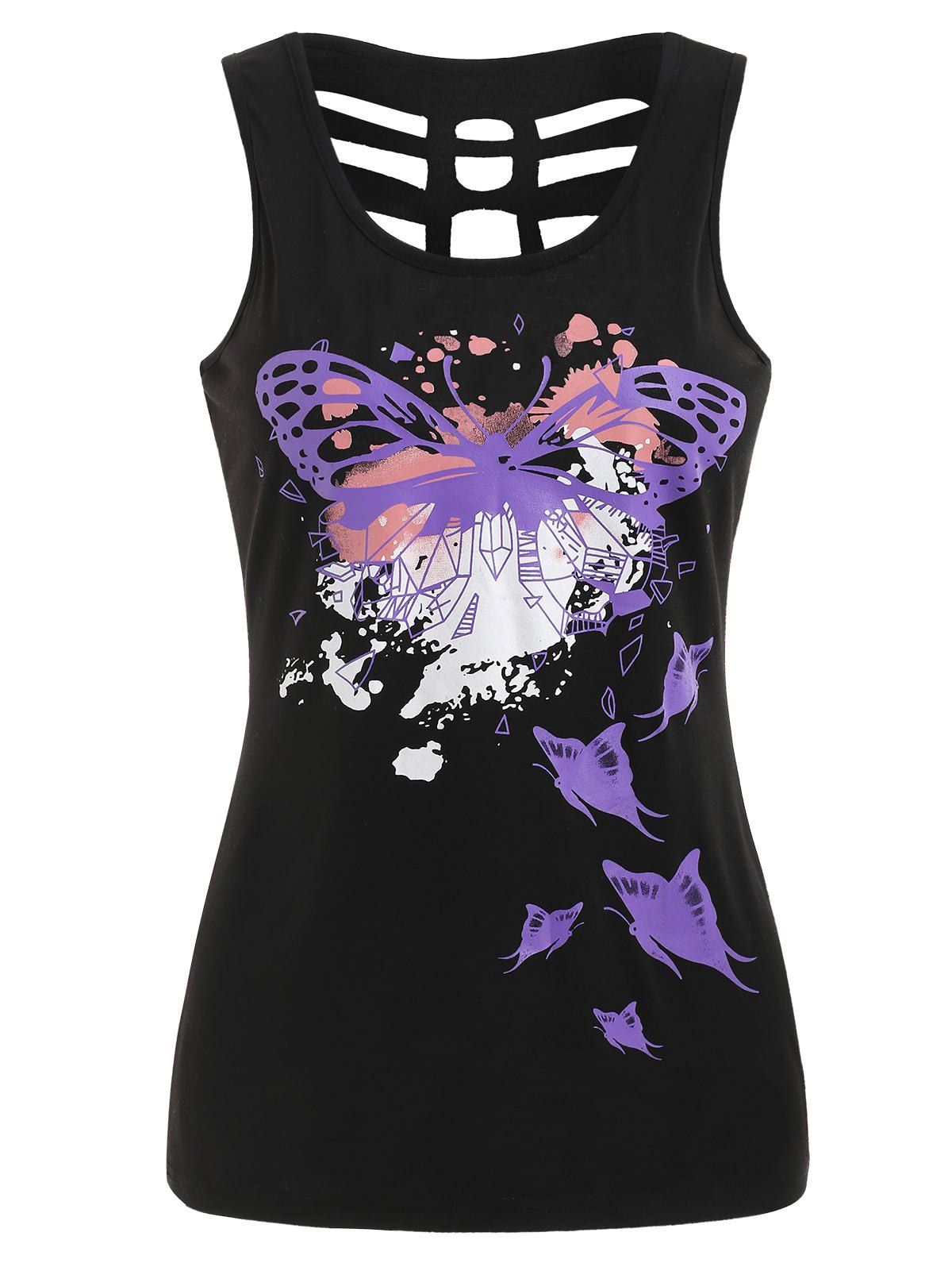 

Butterflies Pattern Tank Top, Black