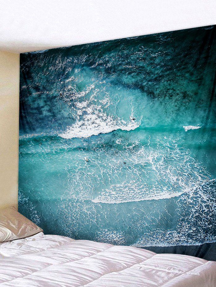 

Wall Hanging Art Ocean Waves Print Tapestry, Macaw blue green