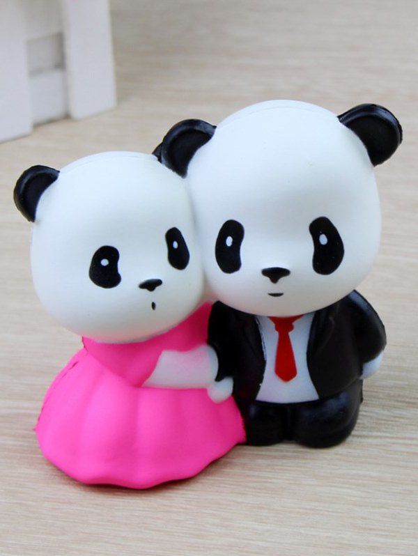

Cartoon Couple Panda Slow Rising PU Squeeze Squishy Toy, Multi-b