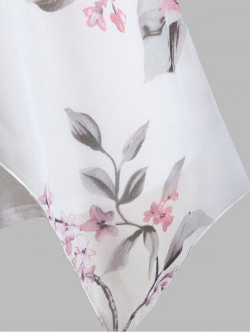 

Floral Print Plus Size Sleeveless Chiffon Blouse, White