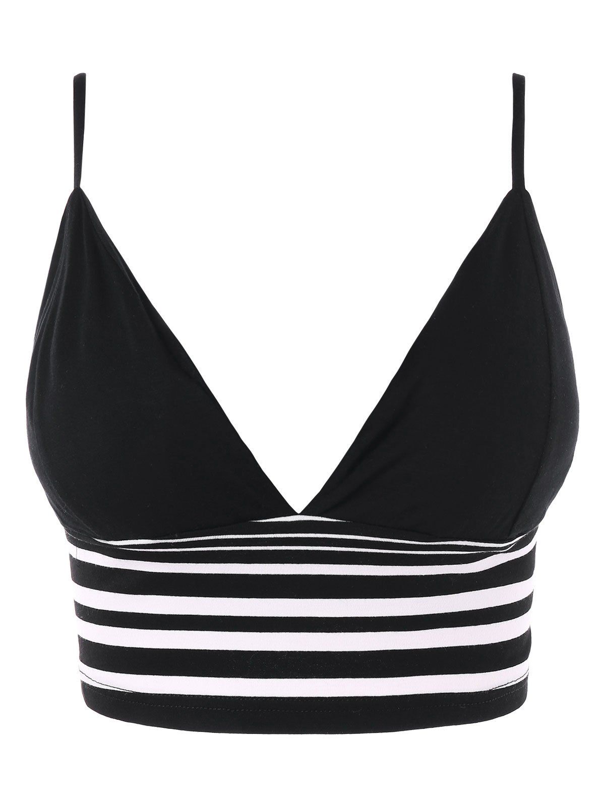 

Striped Padded Cropped Camisole, Black