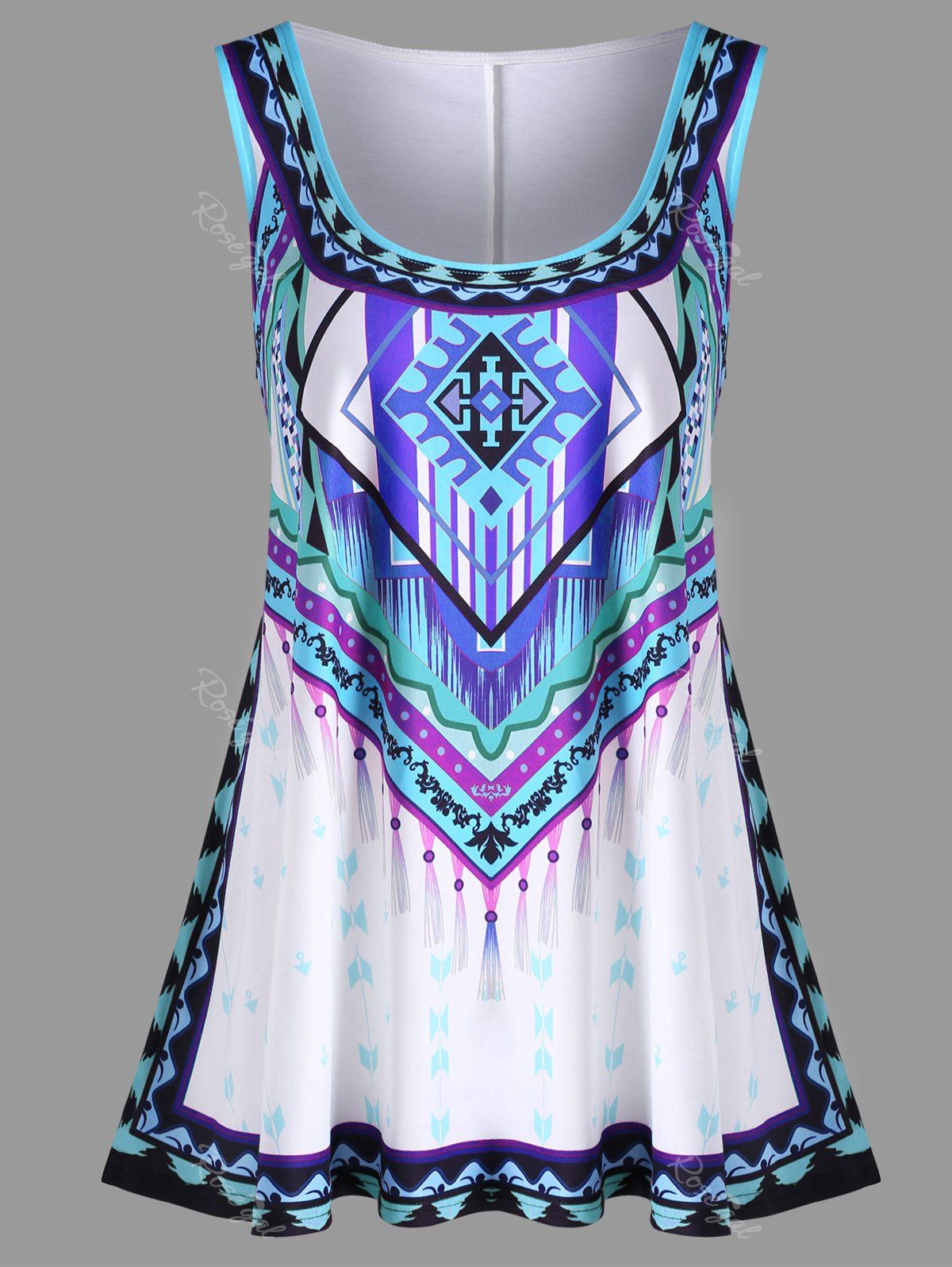 

Beach Plus Size Bohemian Tunic Tank Top, Light slate blue