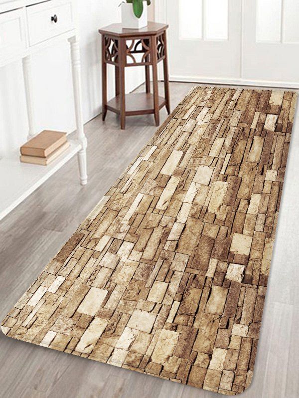 

Stone Wall Printed Non-slip Area Mat, Multi