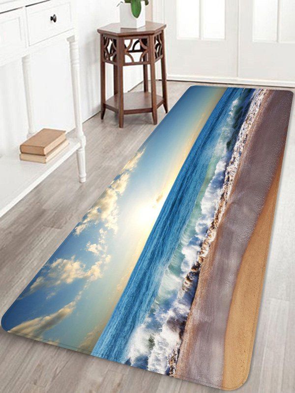 

Beach Huge Sea Waves Scenery Printed Antiskid Floor Mat, Multi