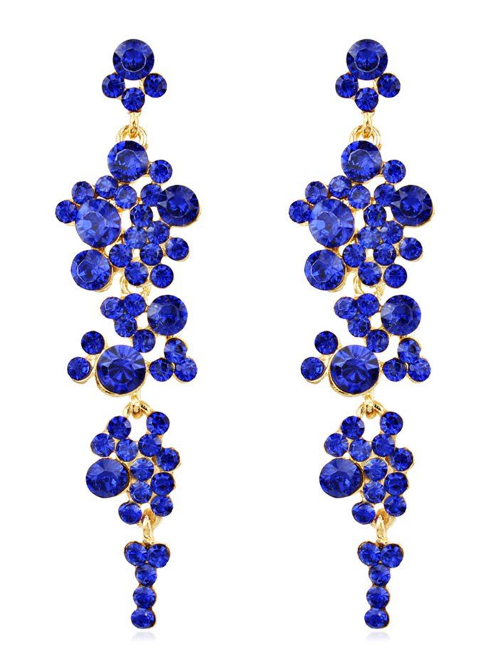 

Unique Faux Crystal Floral Wedding Party Drop Earrings, Blue