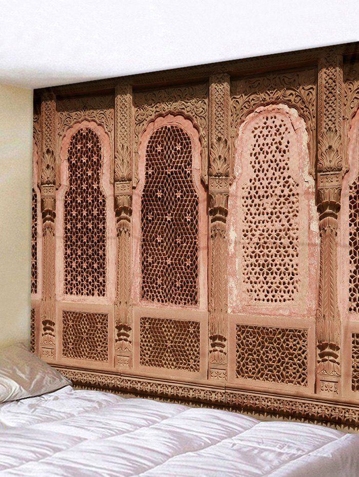 

Wall Hanging Art Retro Carved Window Print Waterproof Tapestry, Multi