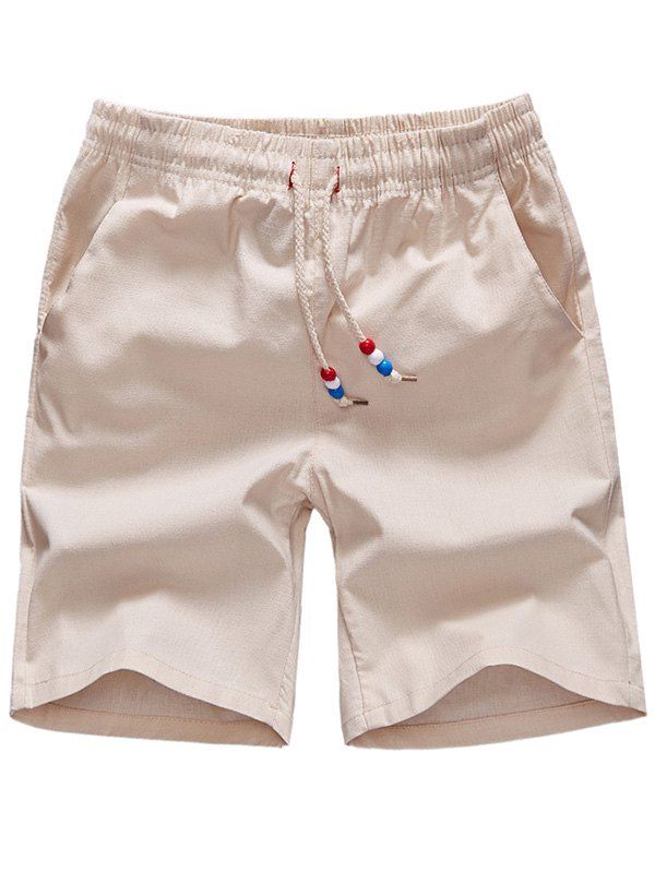 

Solid Color Drawstring Board Shorts, Light khaki