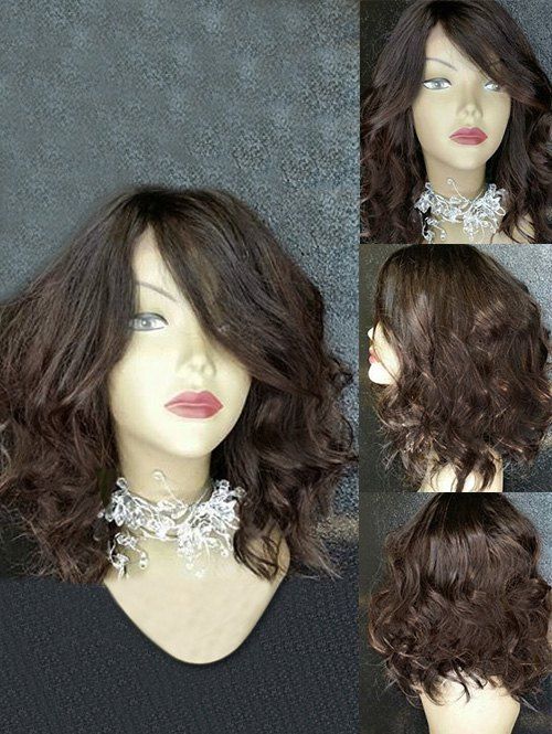 

Medium Inclined Bang Colormix Wavy Synthetic Wig, Multi