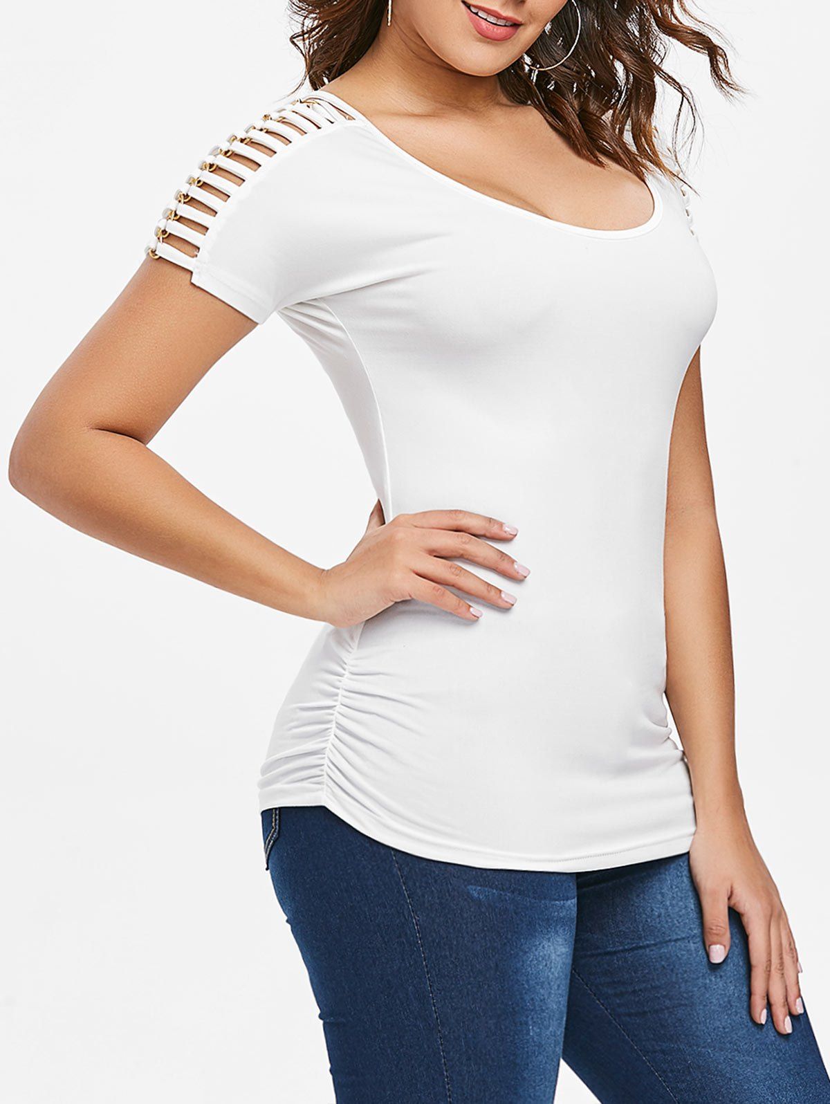 

Ladder Sleeve Chains Insert T-shirt, Milk white