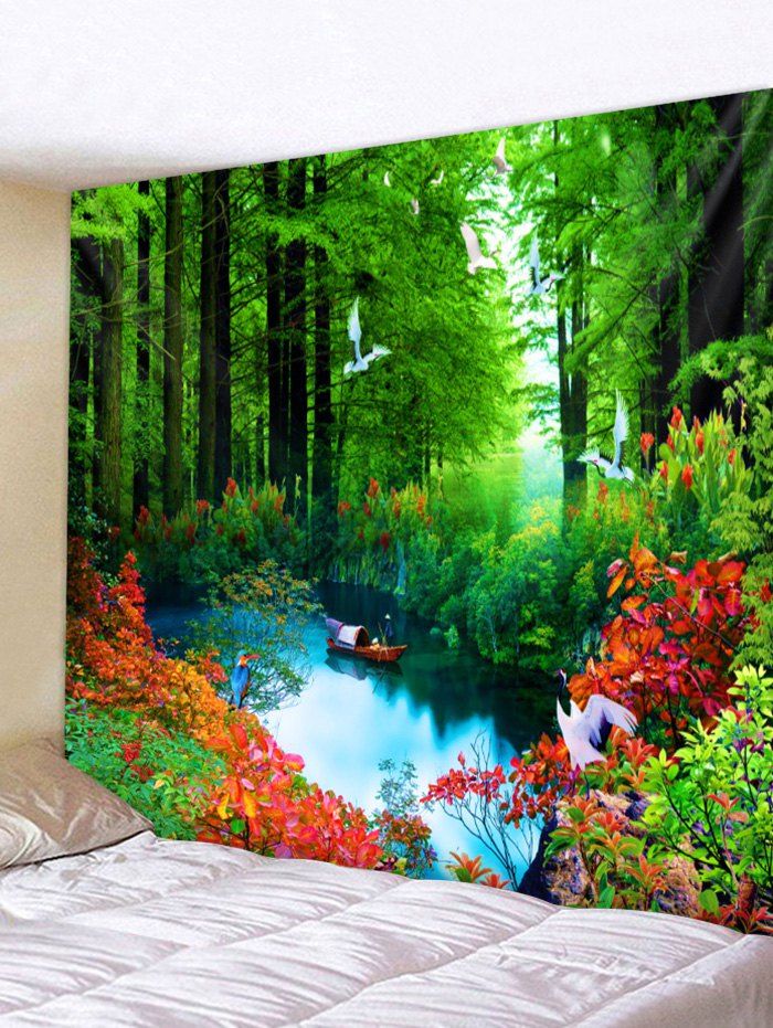 

Lake in the Forest Print Wall Hanging Tapestry, Multi