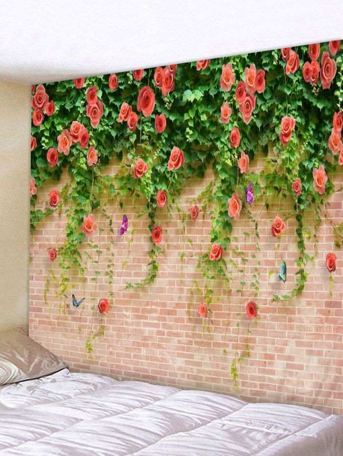 

Leaves Flowers Brick Printed Wall Hangings Tapestry, Multi
