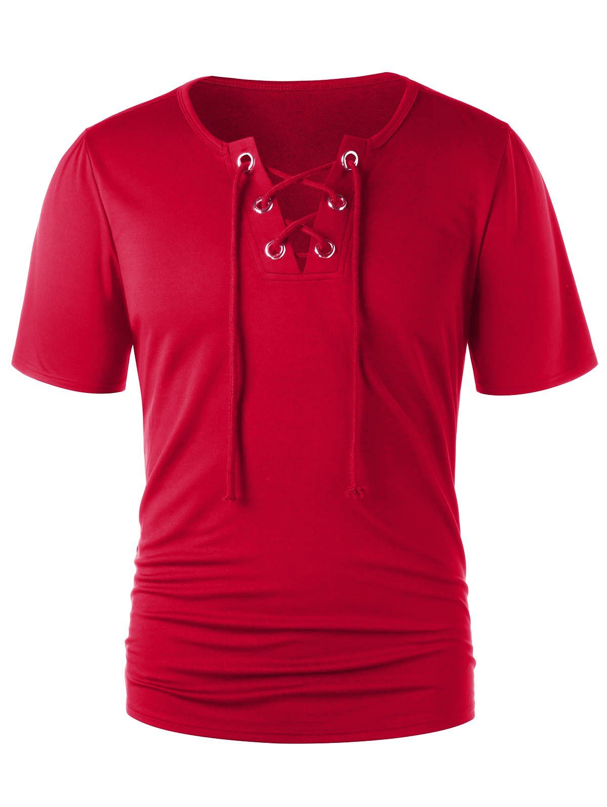 

Lace Up Short Sleeve T-shirt, Love red