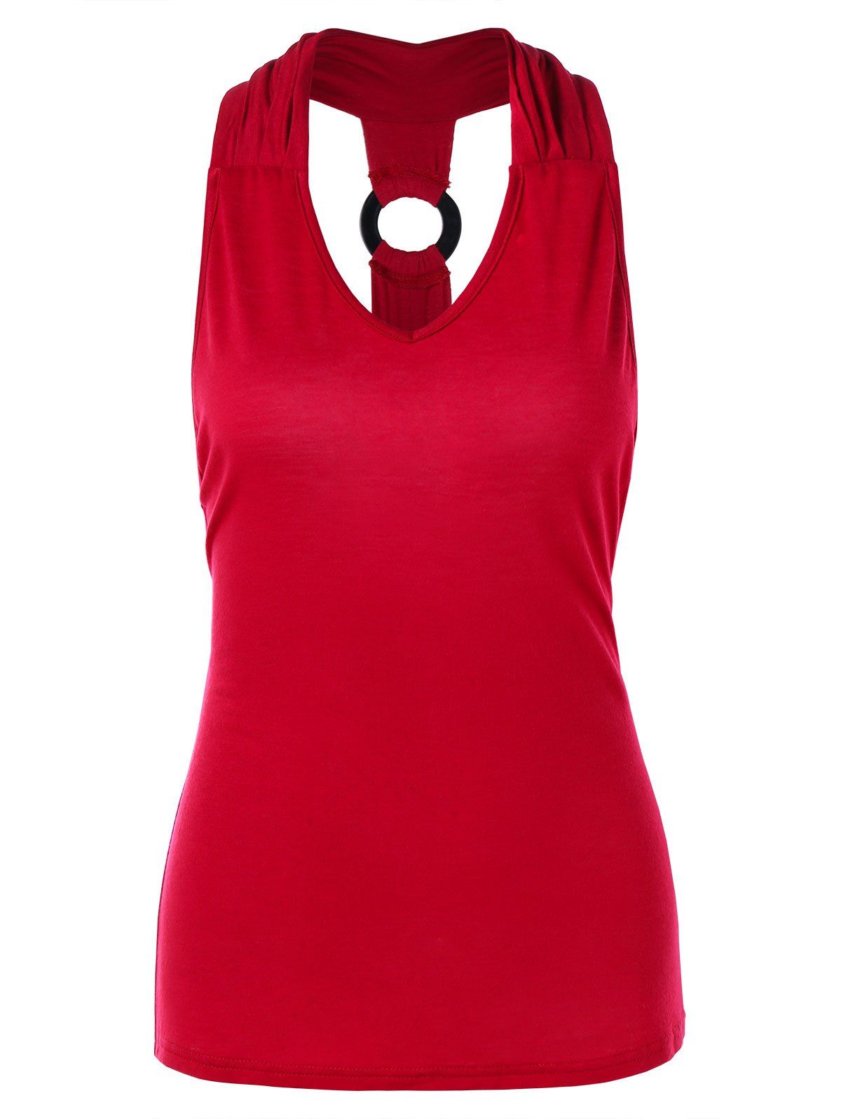 

Cut Out O Rings Racerback Tank Top, Red