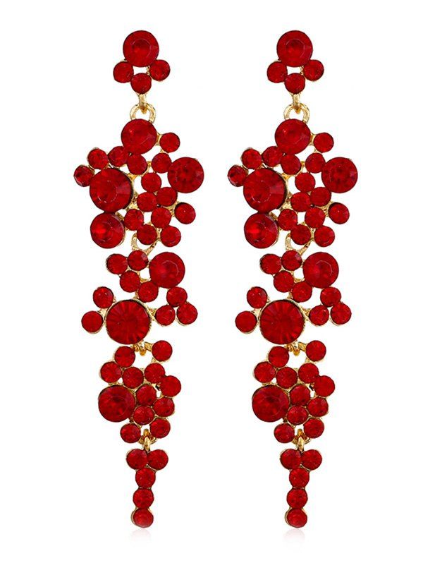 

Faux Diamond Flower Shaped Drop Earrings, Red
