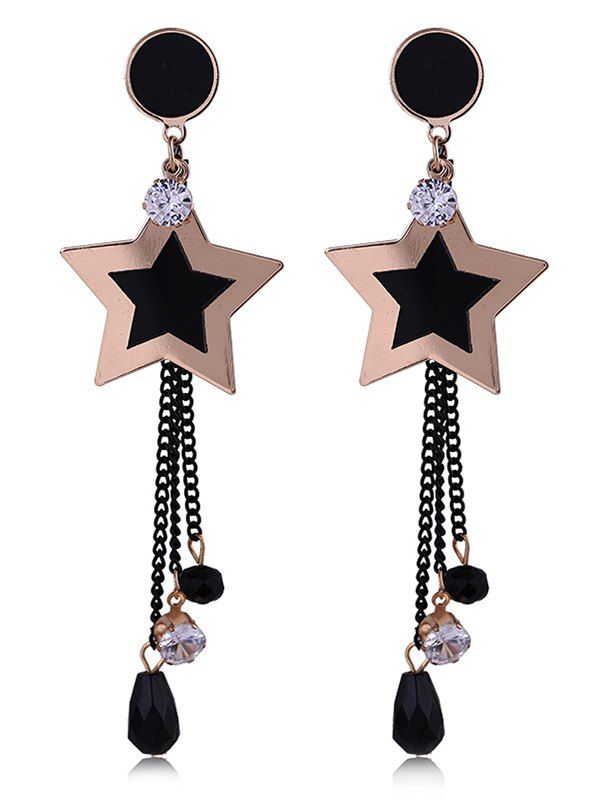 

Hanging Five-point Star Rhinestone Earrings, Multi