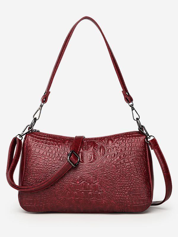 

PU Embossing Crossbody Bag, Red wine