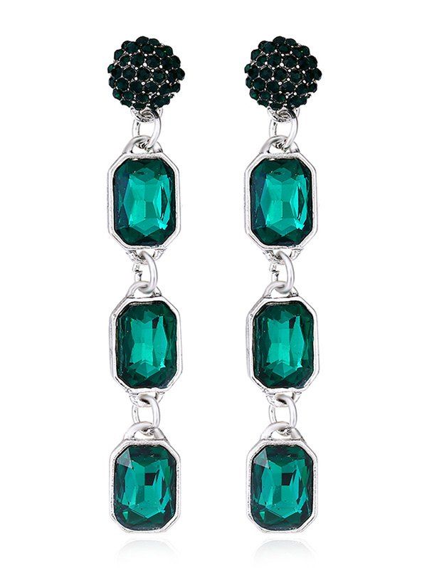 

Geommetric Shaped Faxu Crystal Hanging Earrings, Greenish blue