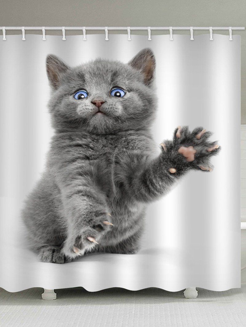 

Naughty Kitten Printed Waterproof Bath Curtain, Dark gray