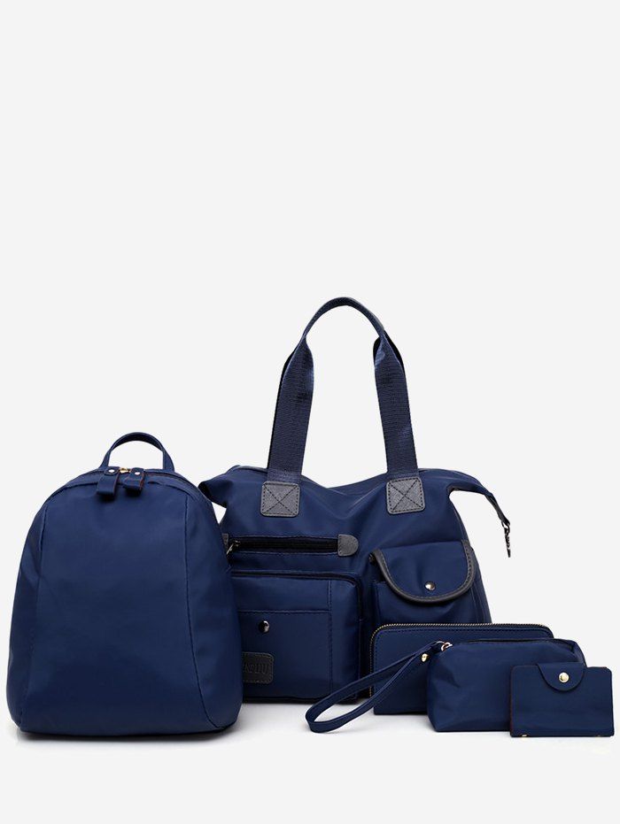 

5 Pieces Large Capacity Vacation Shoulder Bag Set, Deep blue