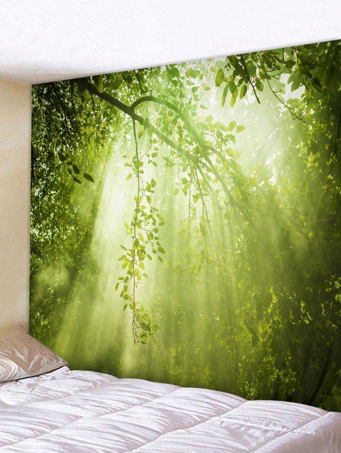 

Wall Hanging Art Forest Sunlight Print Tapestry, Avocado green
