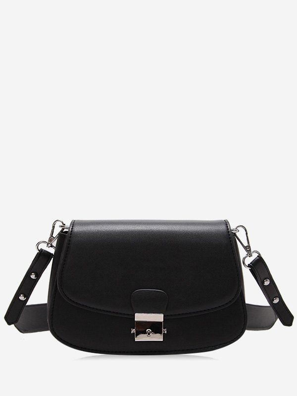 

Flap Color Blocking Faux Leather Chic Crossbody Bag, Black