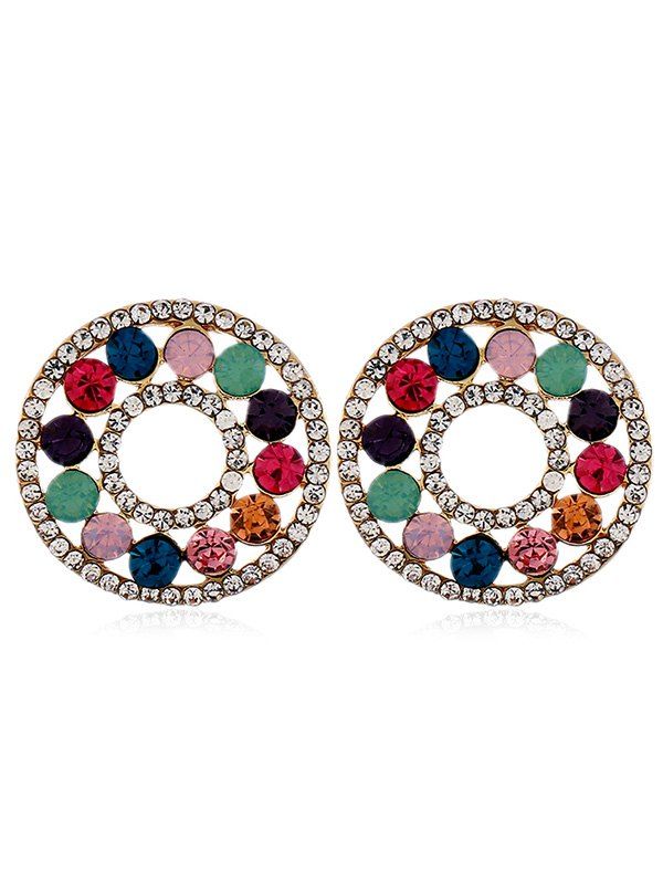 

Hollow Out Rhinestones Embellished Stud Earrings, Multi